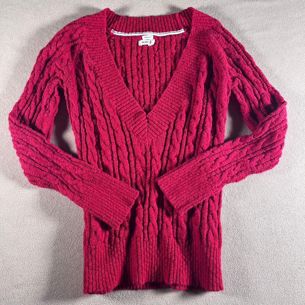 VTG Y2K 90s Red Chunky Cable Knit Sweater Bella Swan Fall Layering Preppy Sz M
